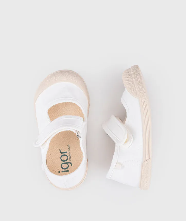 Igor Girl's Lona Mercedes Shoes - Blanco