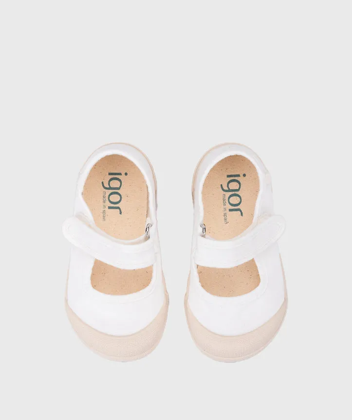 Igor Girl's Lona Mercedes Shoes - Blanco