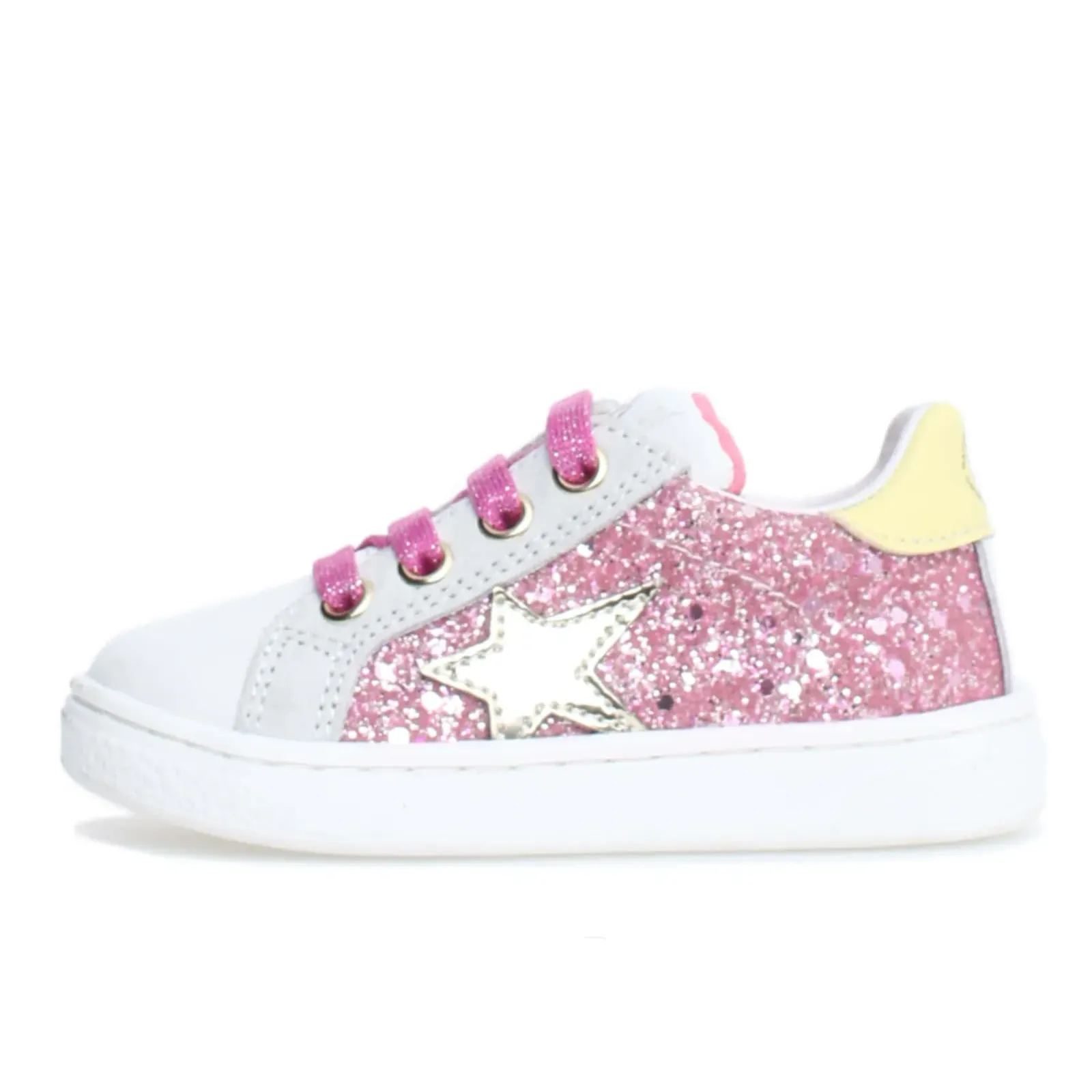 Naturino Girl's Pinn Zip Casual Shoes - White/Fuchsia/Paglia