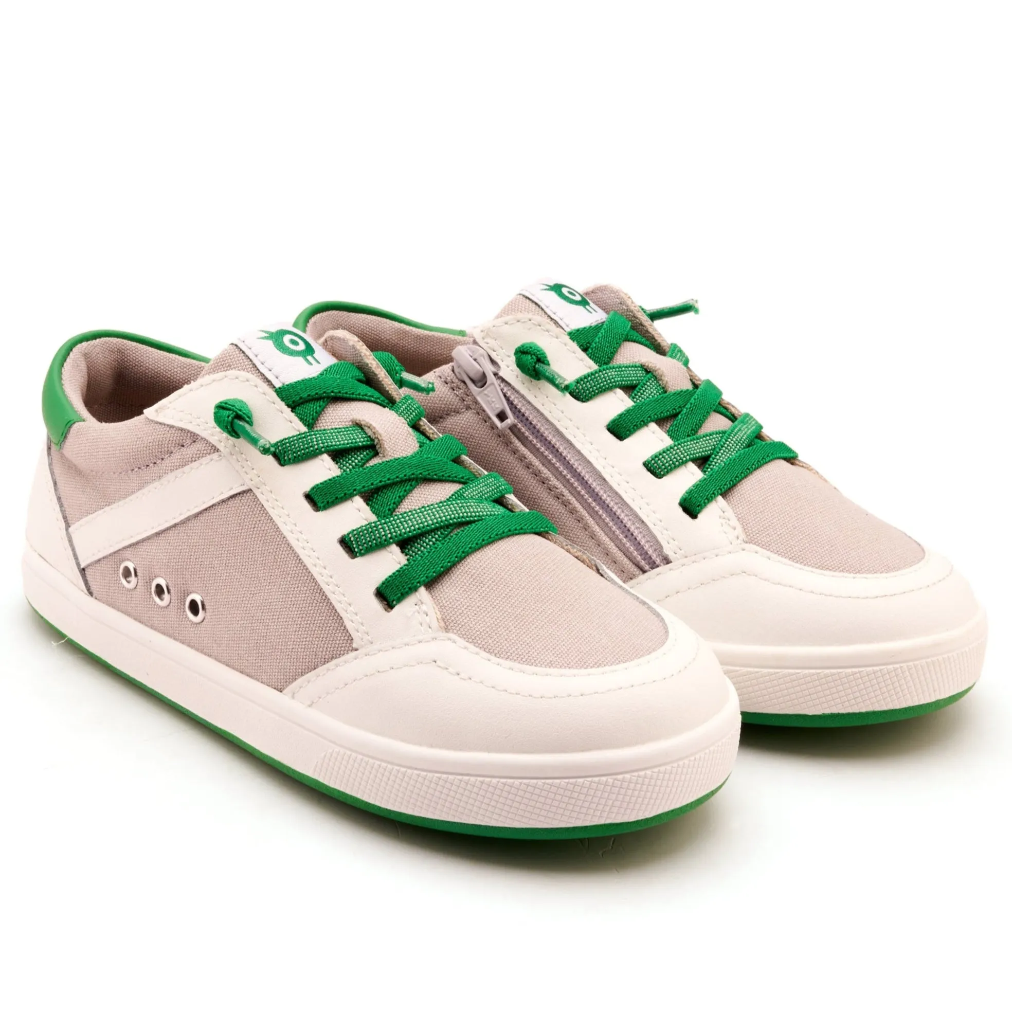 Old Soles Boy's Jet Casual Shoes - Light Grey Canvas / Snow / Neon Green
