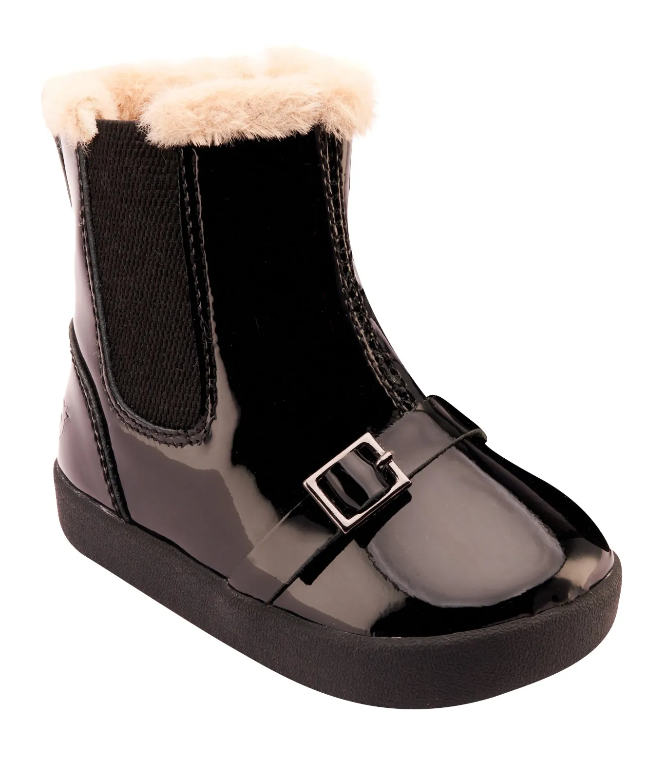 Old Soles Girl's 378 Buckle My Boot Booties - Black Patent