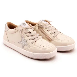 Old Soles Girl's Platinum Runner Casual Shoes - Vanilla / Glam Argent / Silver